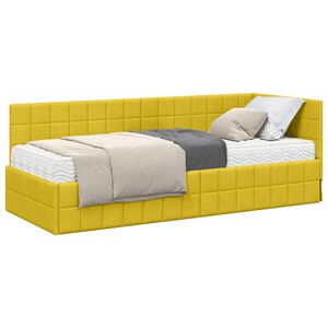vidaXL Hj&oslash;rnesengramme med Madras 2 stk. Gul 80 x 200 cm Fl&oslash;jl
