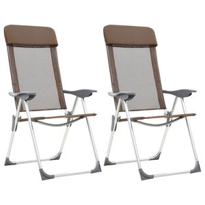 vidaXL foldbare campingstole 2 stk. aluminium brun