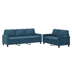 vidaXL sofas&aelig;t 2 dele med hynder velour bl&aring;