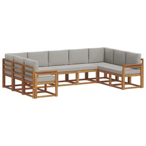 vidaXL Udend&oslash;rs sofagruppe med pude 9 pcs Naturlig og Lys Gr&aring;