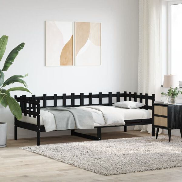 vidaXL daybed 90x200 cm massivt fyrretr&aelig; sort