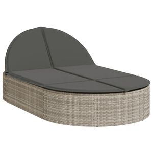 vidaXL solseng med hynder polyrattan lysegr&aring;