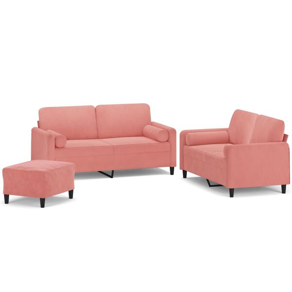 vidaXL sofas&aelig;t 3 dele med pyntepuder og hynder velour lyser&oslash;d