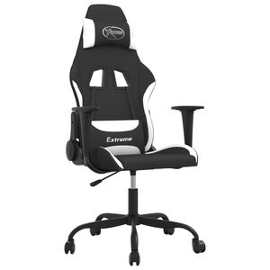 vidaXL gamingstol med massagefunktion stof sort og hvid