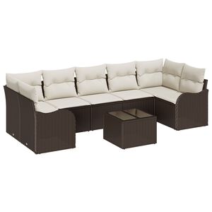 vidaXL Havesofa S&aelig;t 8 stk. 7-Antal s&aelig;der Brun polyrattan