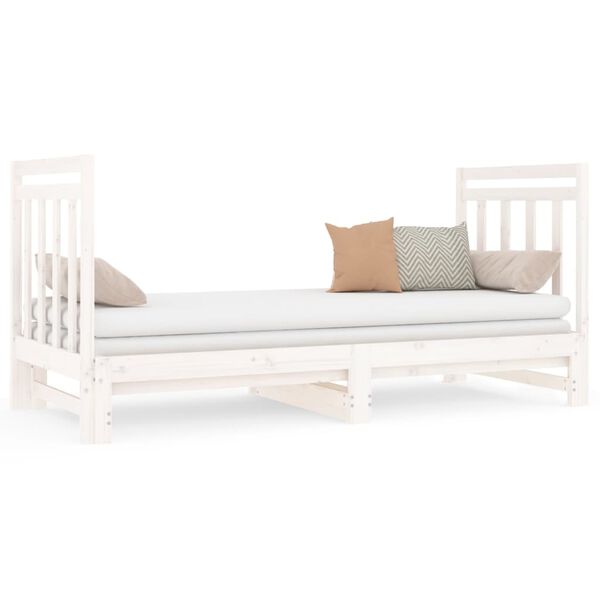 vidaXL daybed med udtr&aelig;k 2x(90x190) cm massivt fyrretr&aelig; hvid