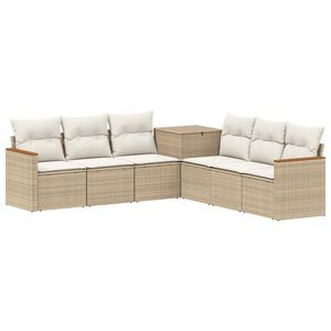 vidaXL Sofa S&aelig;t 7 stk. Beige og cremehvid Poly Rattan og St&aring;l