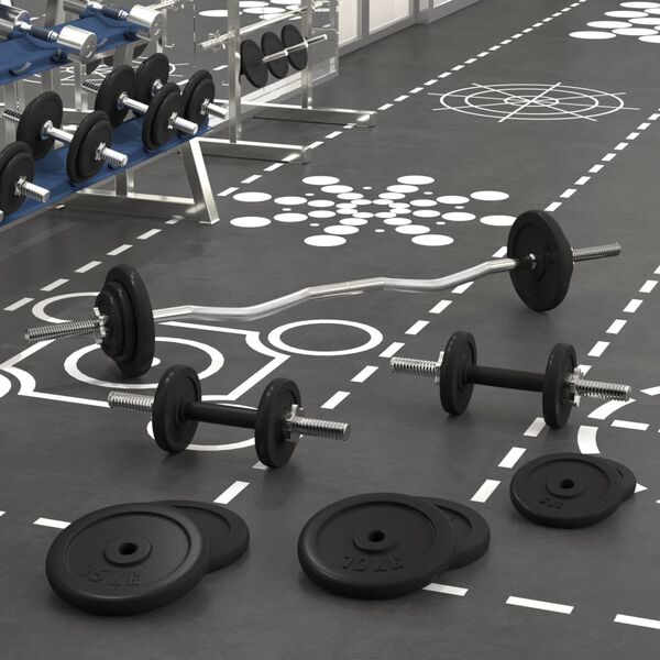 vidaXL v&aelig;gtstang og h&aring;ndv&aelig;gt med skiver 90 kg st&oslash;bejern