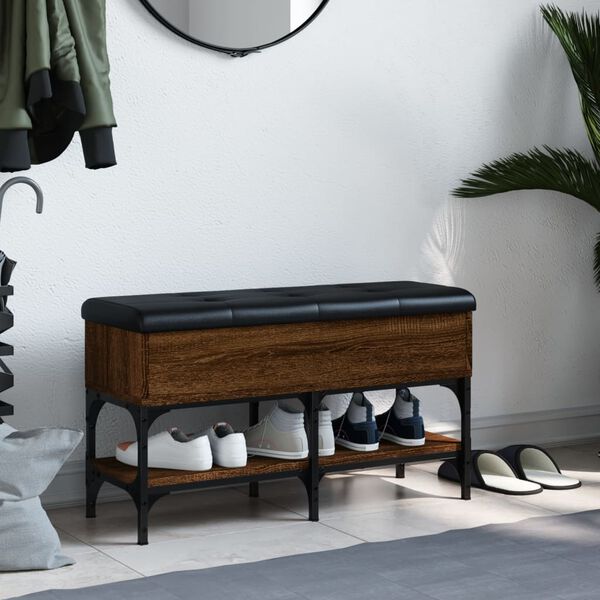 vidaXL skob&aelig;nk 82x32x45 cm konstrueret tr&aelig; brun egetr&aelig;sfarve