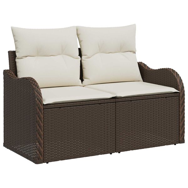 vidaXL Havesofa Sæt med pude med opbevaring 4 pcs Brun Poly rattan