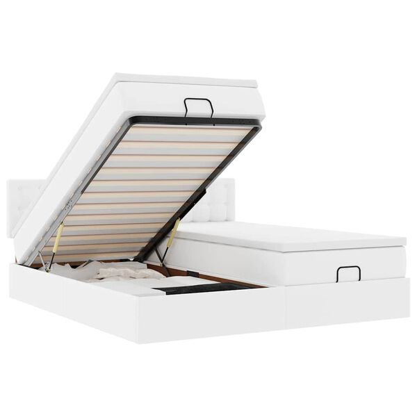 vidaXL osmannisk sengeramme med madrasser 180x200 cm kunstlæder hvid