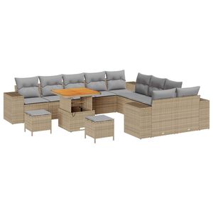 vidaXL Havesofa Sæt med pude 13 pcs Beige polyrattan