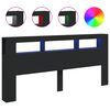 vidaXL sengegavl med LED-lys 220x18,5x103,5 cm konstrueret tr&aelig; sort