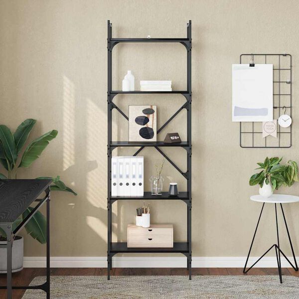 vidaXL Bogreol Sort eg 56 x 32 x 174 cm Konstrueret tr&aelig;