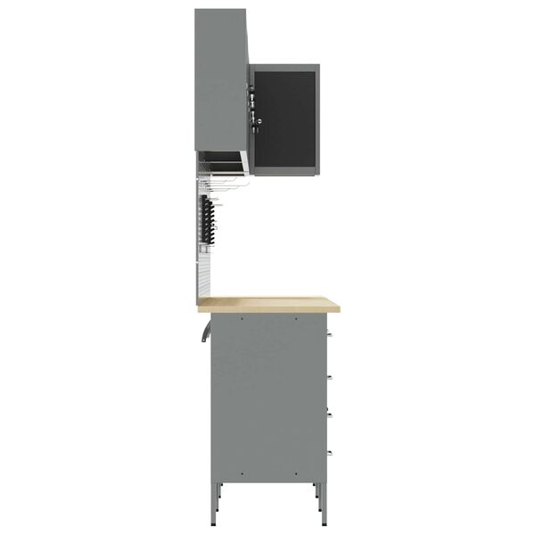 vidaXL Arbejds skab S&aelig;t med skuffe med hylde 12 pcs Sort og gr&aring;