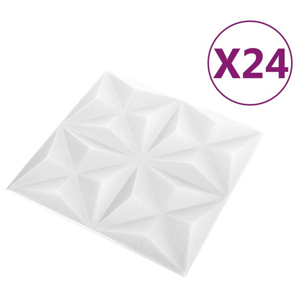 vidaXL V&aelig;gpaneler 24 pcs Origami Hvid 50 x 50 cm XPS Skum