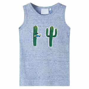 vidaXL Tanktop til b&oslash;rn str. 104 bl&aring;meleret