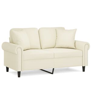 vidaXL 2-personers sofa med pyntepuder 120 cm velour cremefarvet