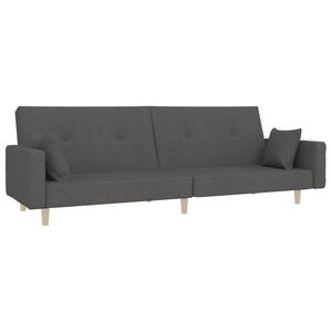 vidaXL 2-personers sovesofa med 2 puder stof m&oslash;rkegr&aring;