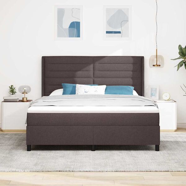 vidaXL LED Box Spring Bed med madras M&oslash;rk Brun 180 x 200 cm Stof