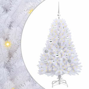 vidaXL Kunstigt Hinged Juletr&aelig; Hvid 120 cm PVC og St&aring;l