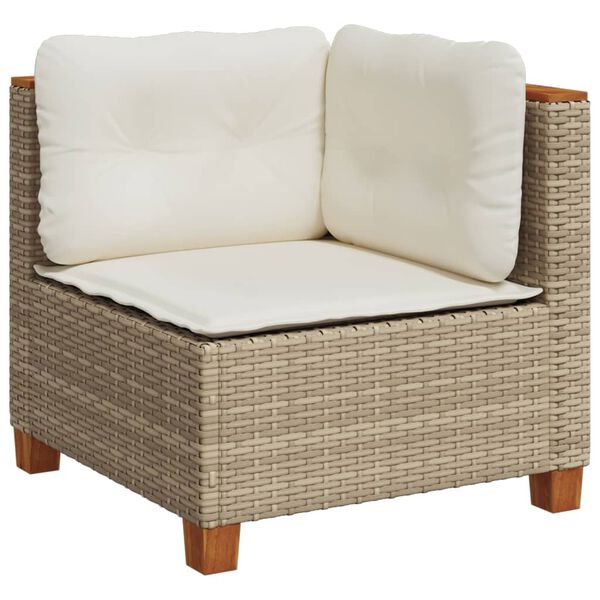 vidaXL hj&oslash;rnemodul til havesofa med hynder polyrattan beige