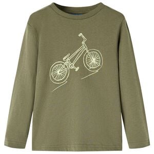 vidaXL Lang&aelig;rmet T-shirt til b&oslash;rn str. 92 kakifarvet