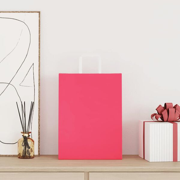 vidaXL papirposer 250 stk. med h&aring;ndtag 26x12x35 cm lyser&oslash;d