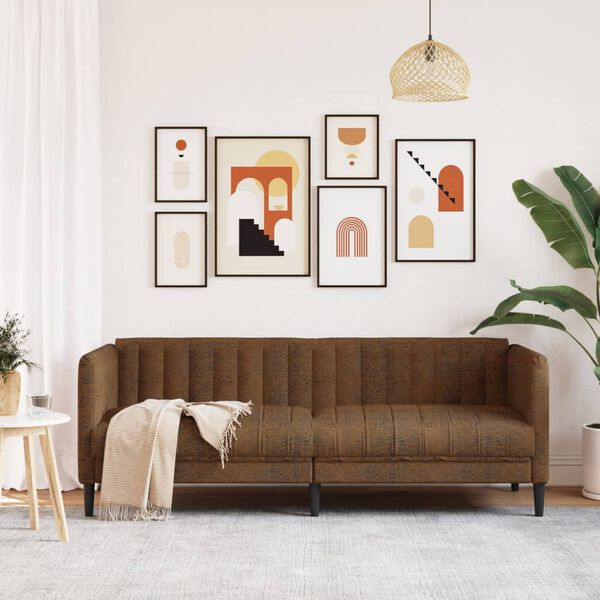 vidaXL 3-personers sofa imiteret ruskind brun