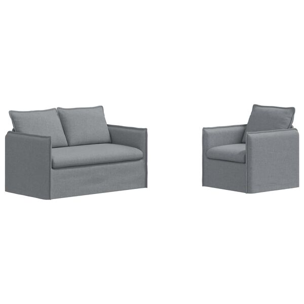 vidaXL Sofa S&aelig;t 2 pcs Lysegr&aring; 136 x 82 x 85 cm Stof