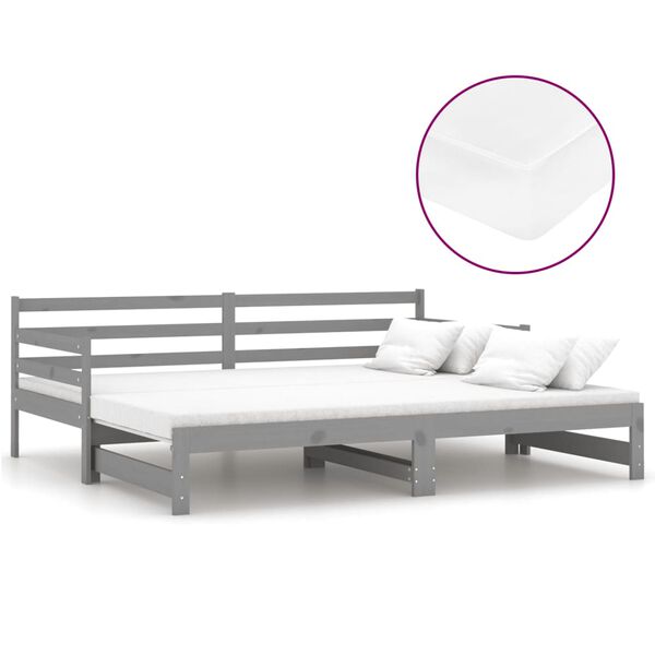 vidaXL daybed med udtr&aelig;k 2x(90x200) cm massivt fyrretr&aelig; gr&aring;