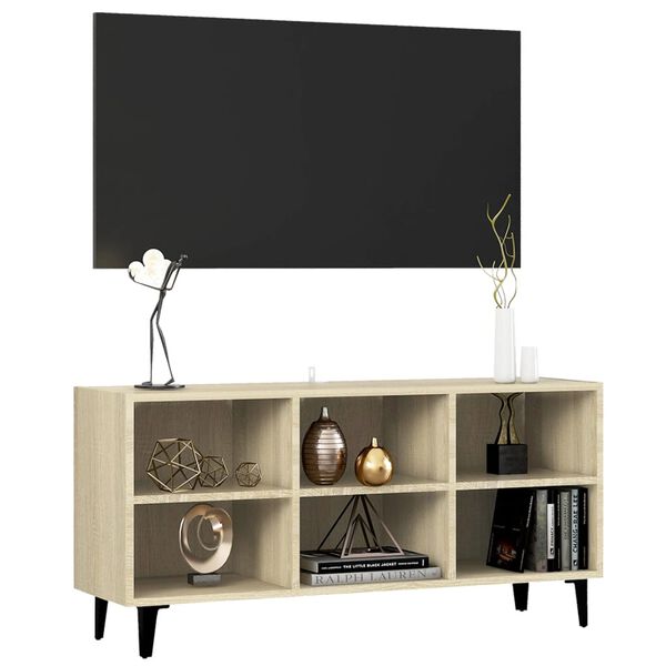 vidaXL tv-skab med metalben 103,5x30x50 cm sonoma-eg