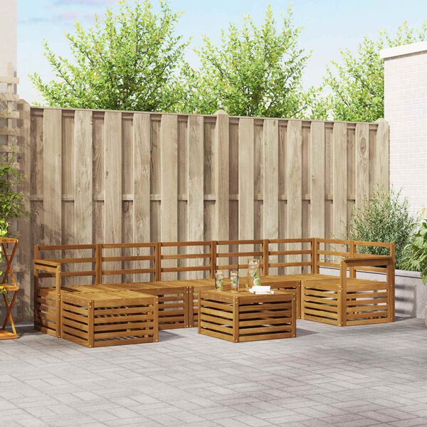vidaXL Sofas&aelig;t 8 pcs Naturfarvet Massivt Akacietr&aelig;