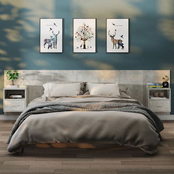 vidaXL v&aelig;gh&aelig;ngte sengeborde 2 stk. betongr&aring;