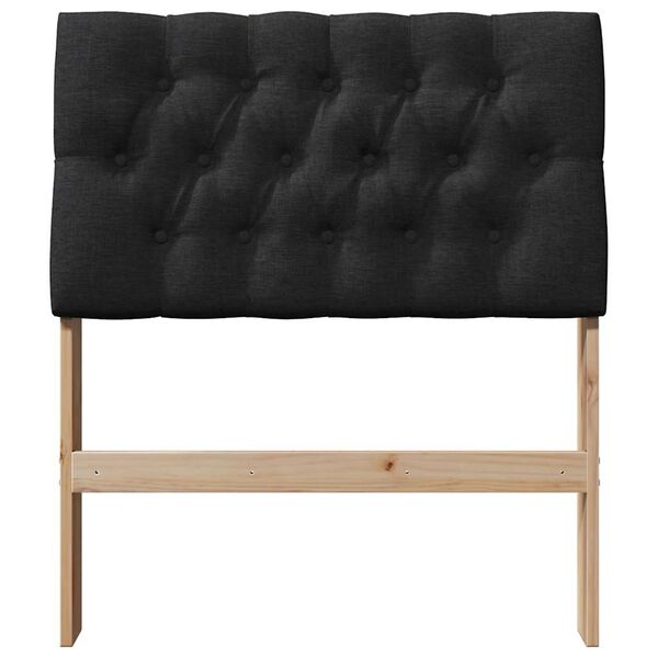 vidaXL Polstret sengegavl Sort 75 cm Massiv fyrretr&aelig;