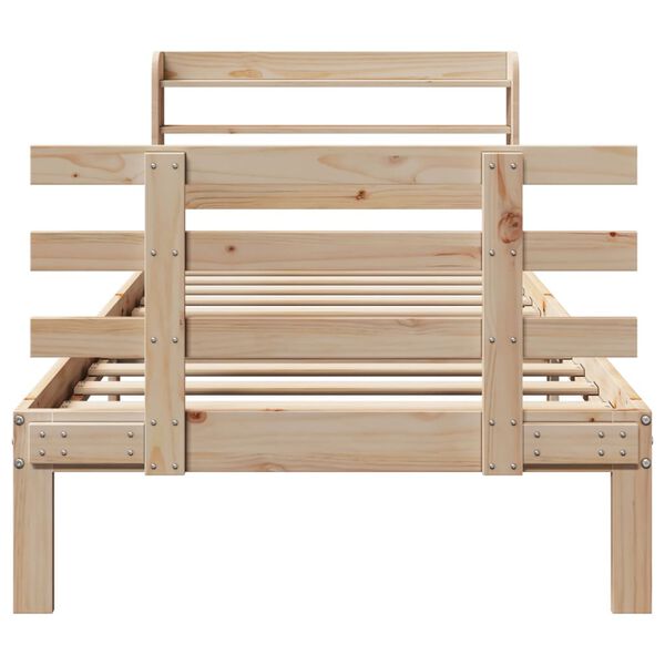vidaXL sengeramme med sengegavl 90x200 cm massivt fyrretræ
