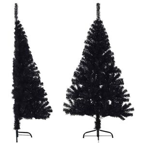 vidaXL kunstigt halvt juletr&aelig; med juletr&aelig;sfod 120 cm PVC sort