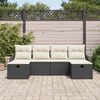 vidaXL Havesofa S&aelig;t med pude med opbevaring 6 pcs Sort Poly rattan