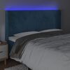 vidaXL sengegavl med LED-lys 183x16x118/128 cm fløjl mørkeblå