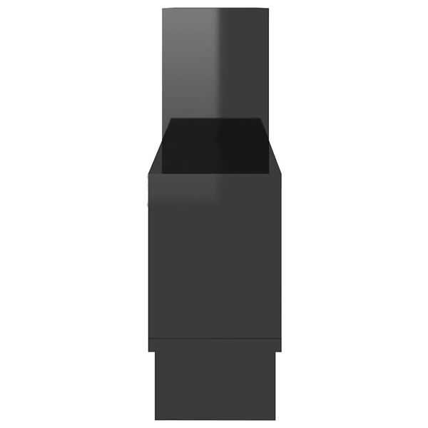 vidaXL bilformet væghylde 82x15x51 cm konstrueret træ sort højglans