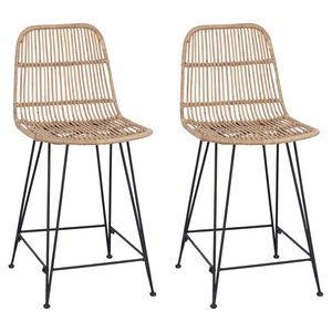 vidaXL Barb&aelig;nk 2 stk. Naturfarvet 44 x 54 x 96 cm Rattan og St&aring;l