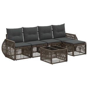 vidaXL Havesofa S&aelig;t 6 stk. Gr&aring; og M&oslash;rkegr&aring; polyrattan