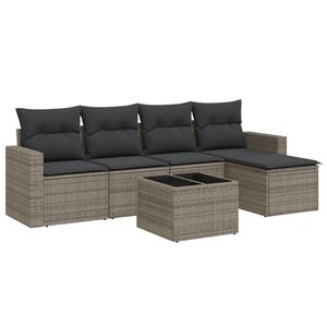 vidaXL sofas&aelig;t til haven 6 dele med hynder polyrattan gr&aring;