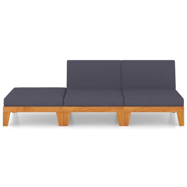 vidaXL lounges&aelig;t til haven 3 dele med hynder massivt akacietr&aelig;