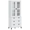 vidaXL vitrineskab VIKEN 80x40x190 cm massivt fyrretr&aelig; hvid