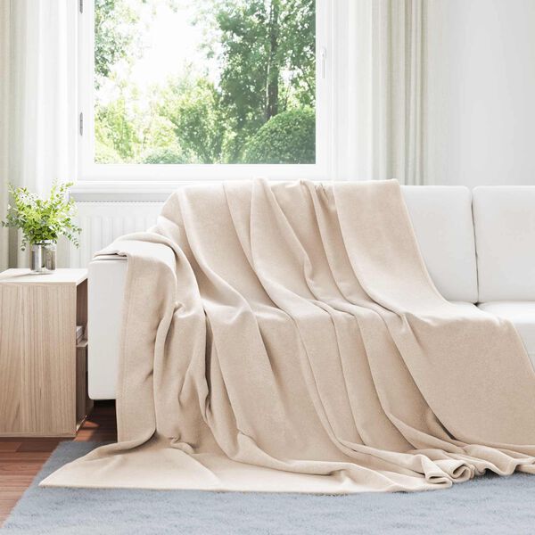 vidaXL Throw t&aelig;ppe Beige 220 x 240 cm Fleece