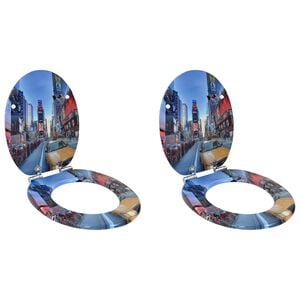 vidaXL Bl&oslash;dt lukket toiletbr&aelig;t 2 pcs Flerfarvet 44 x 38 cm MDF plade