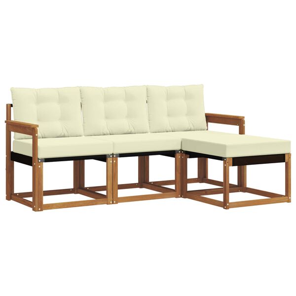 vidaXL Udend&oslash;rs sofagruppe med pude 4 pcs Naturlig og Fl&oslash;de