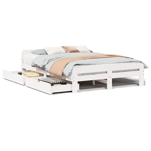 vidaXL sengeramme uden madras 150x200 cm massivt fyrretræ hvid