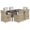vidaXL spisebordss&aelig;t til haven 7 dele med hynder polyrattan beige